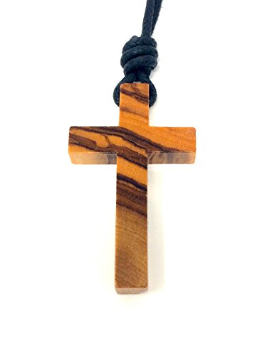 bagusto Collar con cruz de madera de olivo - hecho a mano en España