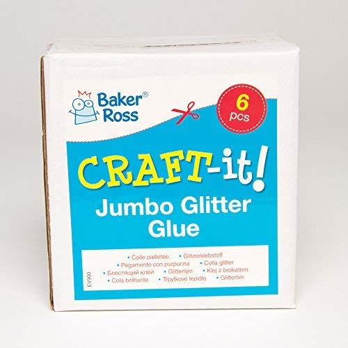 Baker Ross Pegamento con Purpurina de Colores (Paquete de 6 x 120 g) Para decorar tarjetas, collages y manualidades