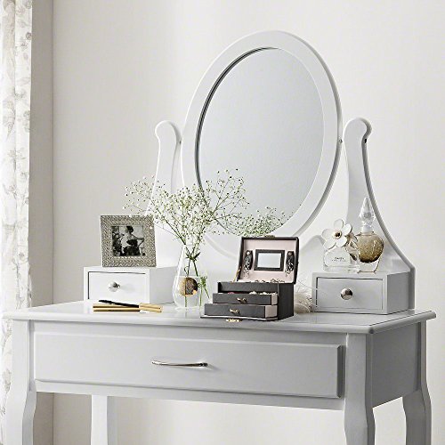 BalladHome Caja Joyero con Espejo Caja para Joyas joyero Caja de Joyas Organizador de Joyas, Caja de Relojes Caja para Relojes (Negro)