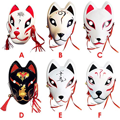 Banane Unisex zorro máscara con borlas y cascabeles japoneses Kabuki Maskerade Kostüm máscara Halloween Christams Party Cosplay máscara animal máscara adultos para mujeres estudiantes de niños