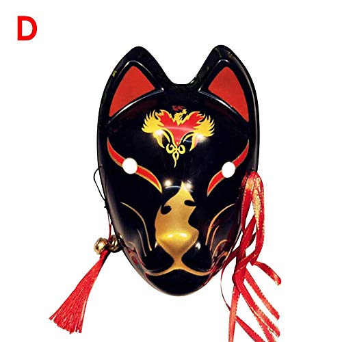 Banane Unisex zorro máscara con borlas y cascabeles japoneses Kabuki Maskerade Kostüm máscara Halloween Christams Party Cosplay máscara animal máscara adultos para mujeres estudiantes de niños