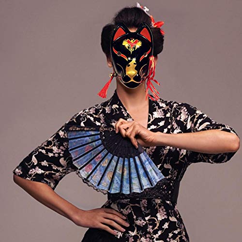 Banane Unisex zorro máscara con borlas y cascabeles japoneses Kabuki Maskerade Kostüm máscara Halloween Christams Party Cosplay máscara animal máscara adultos para mujeres estudiantes de niños