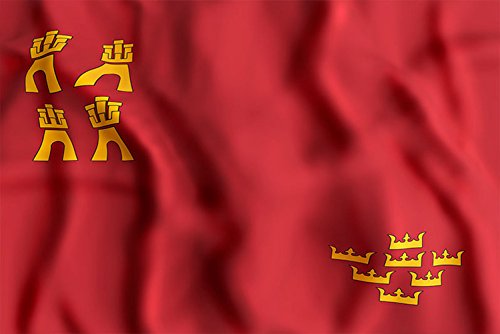 Bandera de La Comunidad de Murcia 85x150cm | Reforzada y con Pespuntes| Bandera de La Comunidad de Murcia Con 2 ojales Metálicos
