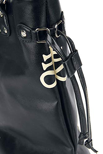 Banned Alternative Esoteric Cat Bag Mujer Bolsa de Mano Negro-Blanco, Poliuretano,