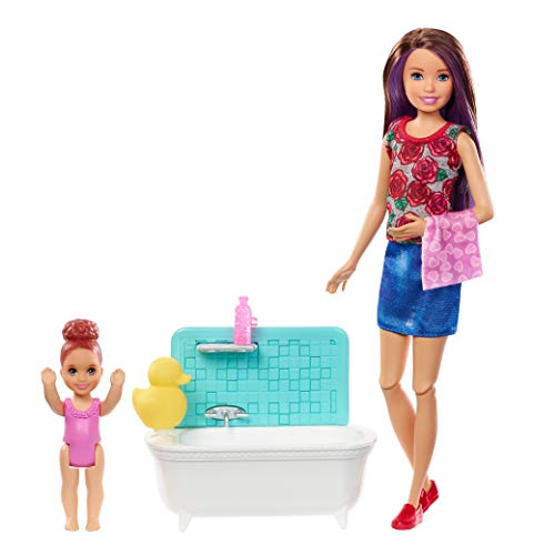 Barbie Canguro, Muñeca con bebé y accesorios de baño (Mattel FXH05)