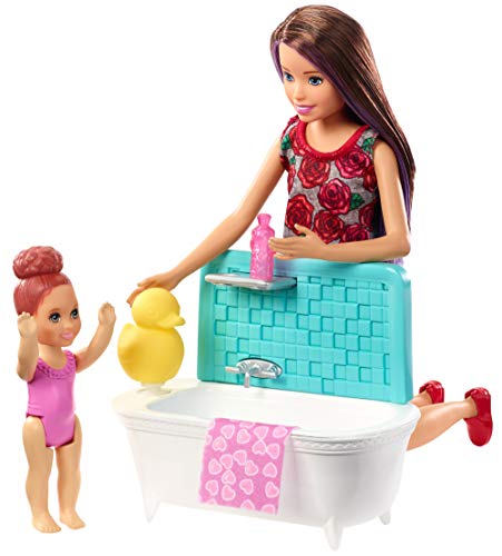 Barbie Canguro, Muñeca con bebé y accesorios de baño (Mattel FXH05)