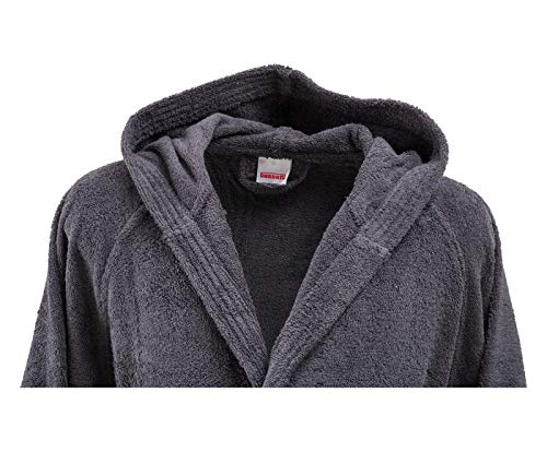 Bassetti - Albornoz con capucha para hombre/mujer, disponible en varias tallas y colores, 100% algodón negro gris oscuro Taglia XL