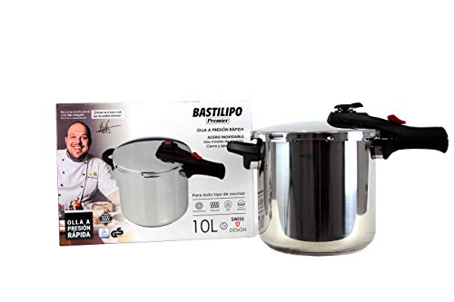 Bastilipo 10L Olla Rápida De Acero Inoxidable 10 Litros, Gris