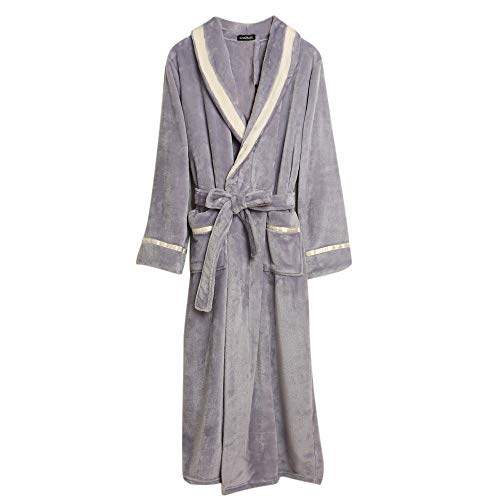 Bata de baño Talla Grande Pijamas para Hombre ? Albornoz Alargado de Invierno para Hombre Ropa de casa de Empalme Pijamas De Bata De Manga Larga de Yesmile