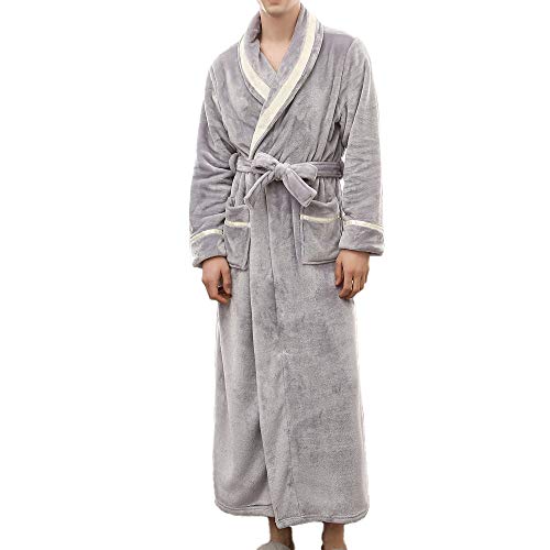 Bata de baño Talla Grande Pijamas para Hombre ? Albornoz Alargado de Invierno para Hombre Ropa de casa de Empalme Pijamas De Bata De Manga Larga de Yesmile