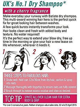 Batiste - Champú en seco Dry Shampoo Fruity & Cheeky Cherry. Pelo limpio. Para todos los tipos de cabello, 6 unidades por pack (6 x 200 ml)