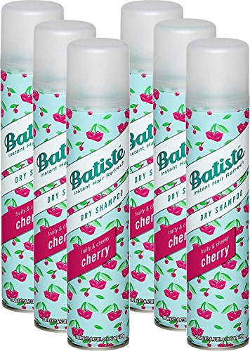 Batiste - Champú en seco Dry Shampoo Fruity & Cheeky Cherry. Pelo limpio. Para todos los tipos de cabello, 6 unidades por pack (6 x 200 ml)