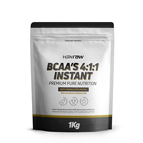 BCAA en Polvo con Ratio 4:1:1 2.0 de HSN | L-Leucina + L-Valina + L-Isoluecina | Disolución Perfecta | Recuperador del Entrenamiento | Vegano, Sin Gluten, Sin Lactosa, Sabor Neutro, 1 Kg