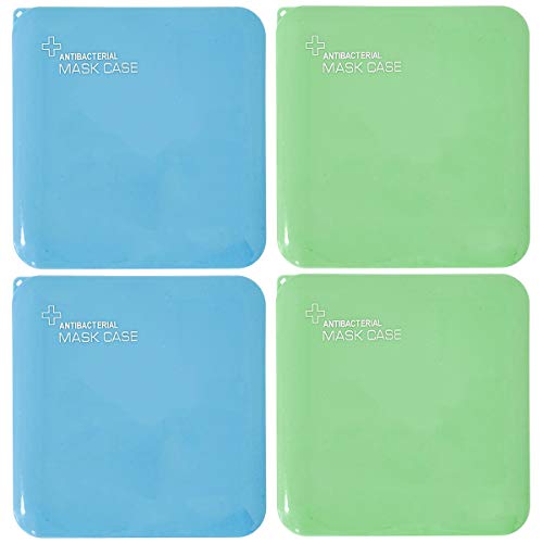 BCASE, Pack de 4 Estuches, Porta Mascarillas, Reutilizables e Ideales para Guardar y Proteger las Mascarillas, Fáciles de Limpiar, Color Azul y Verde.