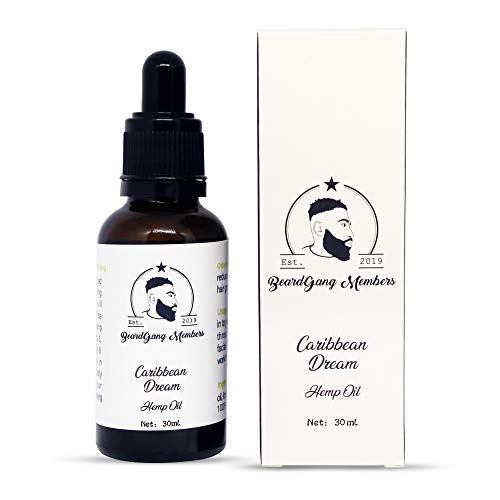 BeardGang Members - Aceite para Barba Caribbean Dream | - Bote de Aceite Hidratante y Suavizante de Semillas de Cáñamo y Jojoba para el Tratamiento de Barba y Piel