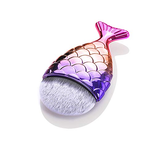 Beashine Pinceles de Maquillaje, 1pcs Cosméticos Cepillo, Set Brochas Maquillaje para Ojos Cejas Base de Maquillaje Polvos Crema (Mango Rosa Dorado púrpura-Pelo de Pico Azul grisáceo)