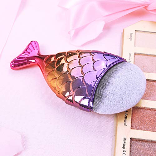 Beashine Pinceles de Maquillaje, 1pcs Cosméticos Cepillo, Set Brochas Maquillaje para Ojos Cejas Base de Maquillaje Polvos Crema (Mango Rosa Dorado púrpura-Pelo de Pico Azul grisáceo)