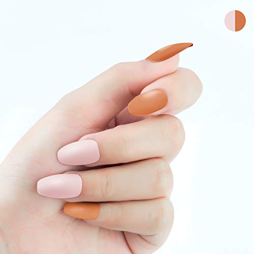 Beashine uñas Falsas, 24 Uñas postizas, Falso uñas Consejos Corto Medium Completo Cover Opaque Natural acrílico uñas postizas para uñas de estética y, French Manicure False Nails DIY Art(T6)