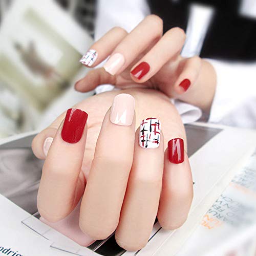 Beashine uñas Falsas, Uñas postizas, 24 Puntas de Bailarina en Forma Uñas Uñas Postizas Acrílicas Cobertura Completa para, Aptos Chica para Salones de uñas y Arte de uñas DIY(Pegamento B51)