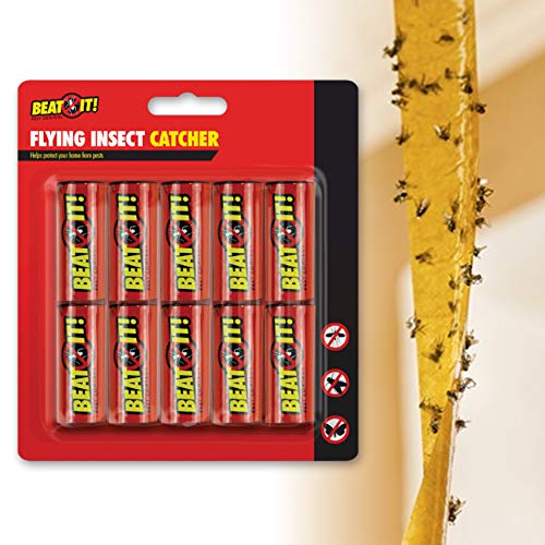 Beat It 10 Tiras de Papel para Moscas, polillas, Mosquitos y Otros Insectos voladores
