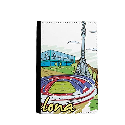 beatChong España Barcelona Cubierta Cartera De Viaje De Pasaporte Monumento Acuarela Tarjeta Monedero Caso