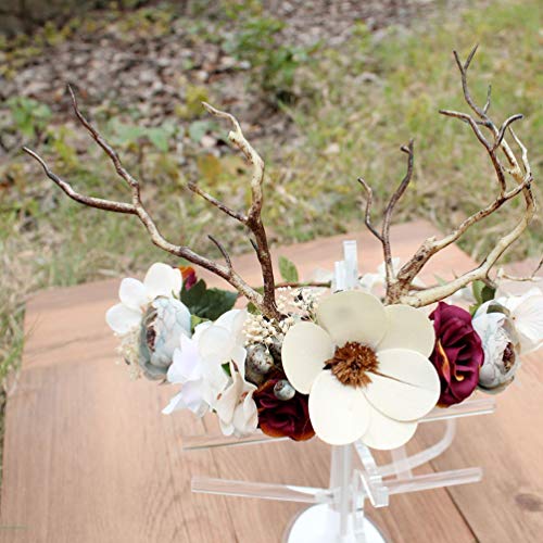 Beaupretty diadema de flores corona de asta de reno corona de flores diadema para niñas nupciales mujeres boda fiesta de navidad accesorios para el cabello