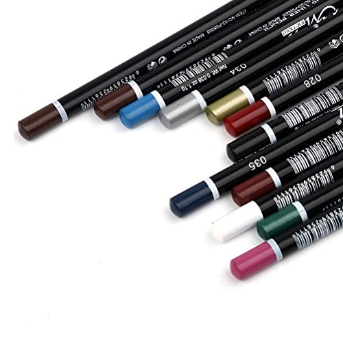 Beaupretty Lápices de maquillaje Delineador de ojos a prueba de agua Delineador de ojos Lápiz Lápiz Ceja Lápiz Delineador de labios Lápiz cosmético para niñas Mujeres 12 Pcs