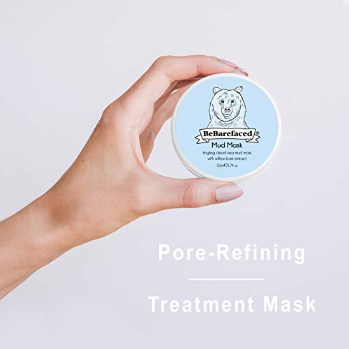 BeBarefaced Mascarilla de lodo del Mar Muerto – Tratamiento facial antienvejecimiento para los puntos negros y el acné para todo tipo de pieles con ácido salicílico (BHA), extracto de corteza de sauce
