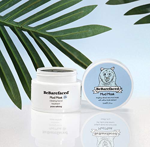 BeBarefaced Mascarilla de lodo del Mar Muerto – Tratamiento facial antienvejecimiento para los puntos negros y el acné para todo tipo de pieles con ácido salicílico (BHA), extracto de corteza de sauce
