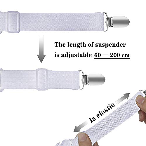 Bedecor - 8pcs(Extender 60-200 cm) Sujetadores de Hojas,Sujetadores de Tirantes Ajustables para sábanas o sofás,Blanco