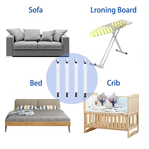 Bedecor - 8pcs(Extender 60-200 cm) Sujetadores de Hojas,Sujetadores de Tirantes Ajustables para sábanas o sofás,Blanco