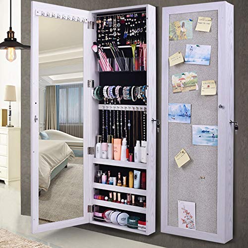 Bedoom Colgante Armadura Niñas Mujeres Regalo Cristal Real Espejo de Longitud Completa Collar Ganchos Almacenamiento Profundo Grandes Gabinetes de Joyería Para maquillaje dormitorio cosméticos