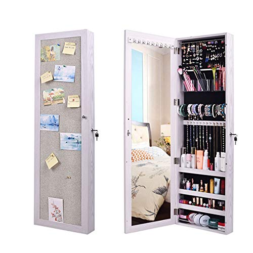 Bedoom Colgante Armadura Niñas Mujeres Regalo Cristal Real Espejo de Longitud Completa Collar Ganchos Almacenamiento Profundo Grandes Gabinetes de Joyería Para maquillaje dormitorio cosméticos