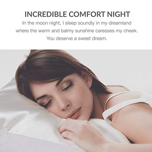 Bedsure Funda Almohada 40x80cm Satén Blanco - Juego de 2 Fundas Almohadas 80x40 Pelo Rizado, Muy Liso Suave de 100% Microfibra, Antiarrugas sin Cremallera, 2 Piezas