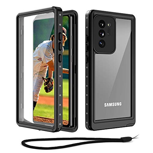 Beeasy Funda Samsung Note 20 Ultra 5G Impermeable, IP68 Certificado Sumergible Carcasa,360 Grados Protección con Protector de Pantalla Incorporado,Militar Antigolpes Antichoque Estanca,Negro