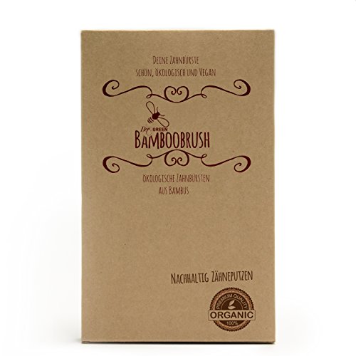 BeeClean bamboobrush Juego de 2 ecológica de mano Cepillos de Dientes para adultos y niños bambú, Capacidad de madera con medio de cerdas. 100% bambú desde el del eje hasta la cerdas