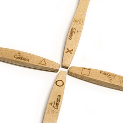 BeeClean bamboobrush Juego de 2 ecológica de mano Cepillos de Dientes para adultos y niños bambú, Capacidad de madera con medio de cerdas. 100% bambú desde el del eje hasta la cerdas