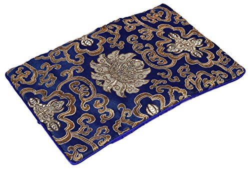 Bees Knees Fashion Saco De Maquillaje De Seda Bordado En Oro Azul Marino Con Rollo De Joyería