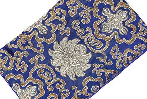 Bees Knees Fashion Saco De Maquillaje De Seda Bordado En Oro Azul Marino Con Rollo De Joyería