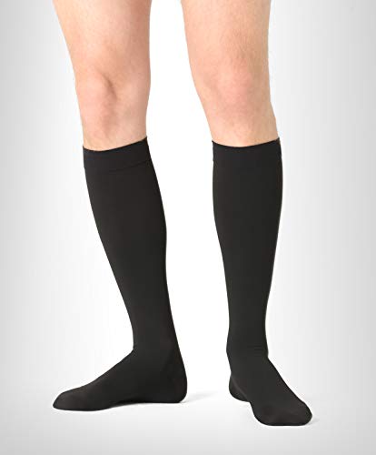 ®BeFit24 Calcetines de Compresión Gradual (23-32 mmHg, 120 Denieres, Clase 2) para Hombres y Mujeres - Ideal Medias de Compresion para Edema, Varices, Embarazo - [ Size 4 - Short: A - Negro ]