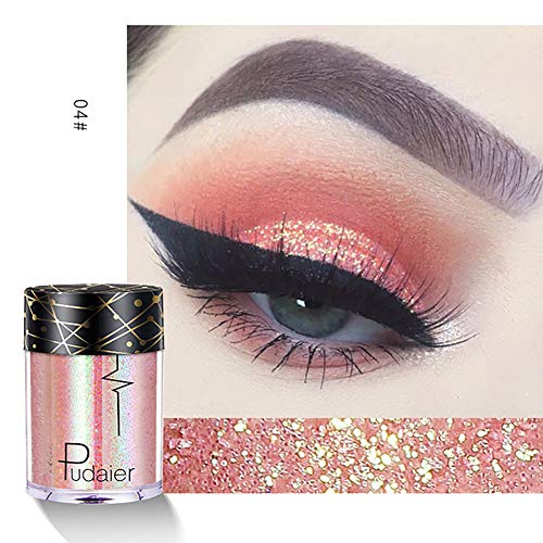 Beito 1PC Pro Glitter Eyeshadow metálico Shimmer Eyeshadow duradero impermeable brillo de los ojos cosméticos pigmento diamante brillo maquillaje polvo para cara labios ojos arte de uñas (04)