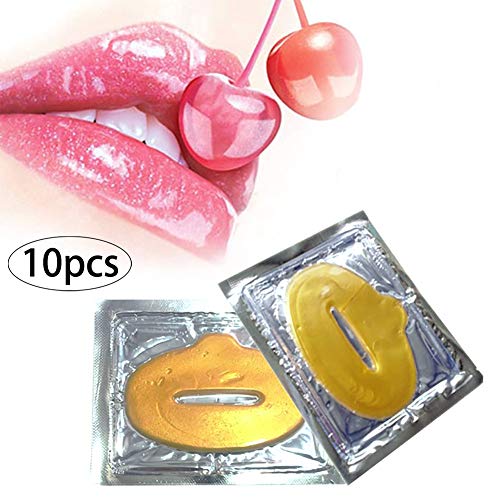 Beito Colágeno gel Lip Mask 10Pack Crystal 24K oro colágeno máscara de labio gel máscara de labios para eliminar líneas finas labios hidratantes almohadilla anti-arrugas anti-edad Lip Care Mask