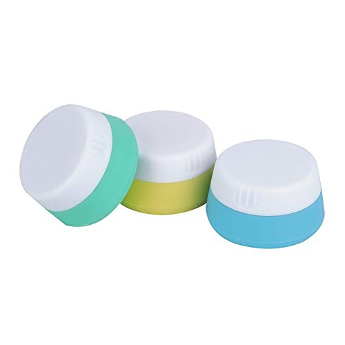Beito Paquete de 3 Recipientes de maquillaje de silicona Frascos de crema a prueba de fugas Recipientes de cosméticos con tapas selladas Estuche para aseo personal (20ml / 0.67 oz)