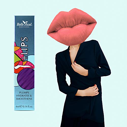 Belle Azul - GLOSS Labios Volumen + Hidratación, Lips Edición Limitada, Para unos Labios más Carnosos, Hidratados y con más Volumen, con Aceite de Argán y Células madre de Argán, 4 ml. Transparente.