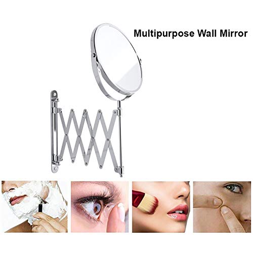 BELLE VOUS Espejos de Aumento de Pared - 360° Extensible Acero Inoxidabl Pared Espejo con 1x y 3X Doble Cara Aumento y 2 Tornillos, 2 Tacos Ideal para Aplicar Maquillaje, Afeitar, Bano