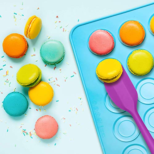 Belmalia 2x Molde Macarons de Silicona para Macarons Perfectos | Capa Antiadherente + Espátula | Azúl