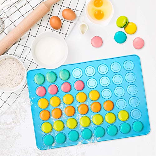 Belmalia 2x Molde Macarons de Silicona para Macarons Perfectos | Capa Antiadherente + Espátula | Azúl