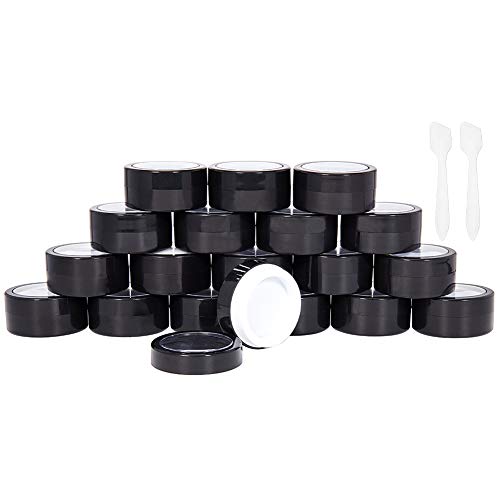 BENECREAT 20 Pack 4ml Jarra de Plástico de Cosmético con Doble Pared Tarro Vacío de Crema Facial para Viaje con Cuchara para Mascarilla, Crema para Ojos, Sombra de Ojos