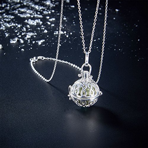 BENECREAT 2PCS Aromaterapia Aceite Esencial Difusor Collar Corazon e Infinito con 7PCS 16mm Cuentas de Perfume de Lava, 1PCS 16mm Azul Pequeña Campana, y 2 filamentos 60cm Cadena Cruzada, Plata