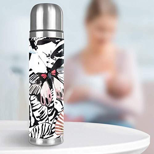 Bennigiry Acuarela Exótica Mariposa Orquídea Tropica Flor Termoses de doble pared aislado al vacío 17 oz Compacto Acero Inoxidable Botella de Bebida Taza de Viaje